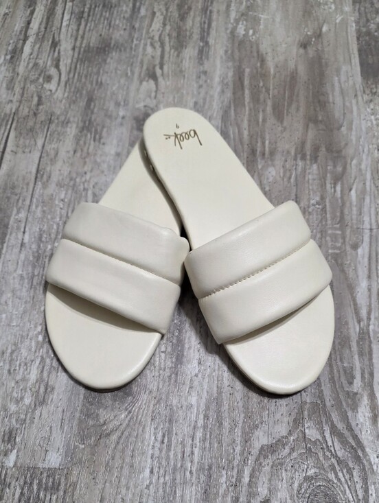 BEEK Sugarbird Eggshell Leather Slide Open Toe Women\'s Sandals Size 9